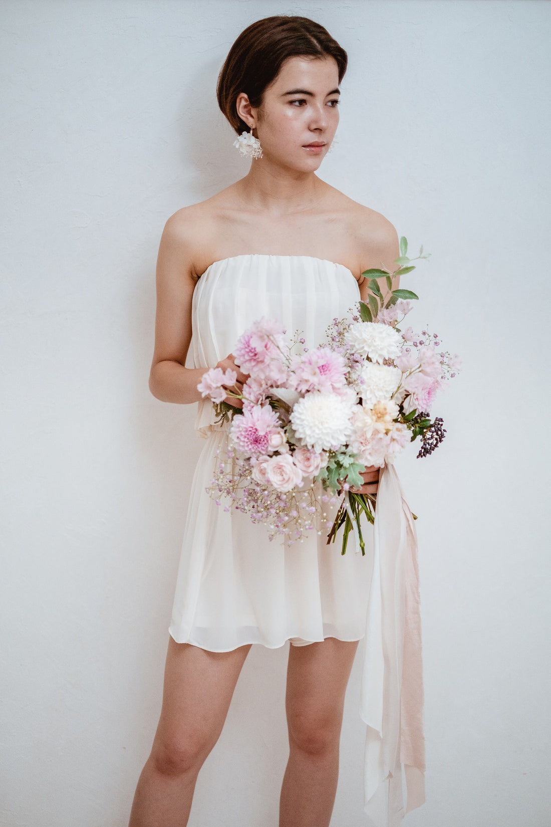 【エリア限定】Wedding Bouquet/オーダーデザインサンプル/ フレッシュフラワー/ワイドブーケ/ラビットマム