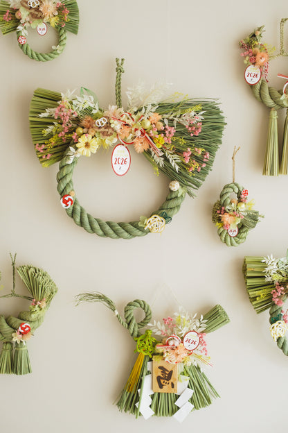 数量限定2026・SHIMEKAZARI◆しめ飾り　OKAZARI MARU／ドライ＆プリザーブドフラワー