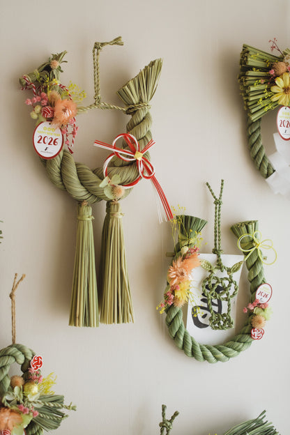 数量限定2026・SHIMEKAZARI◆しめ飾り　OKAZARI UMA／ドライ＆プリザーブドフラワー