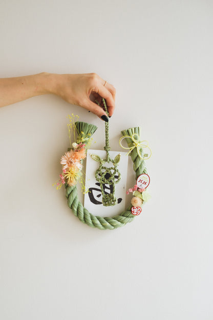 数量限定2026・SHIMEKAZARI◆しめ飾り　OKAZARI UMA／ドライ＆プリザーブドフラワー