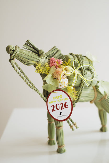 数量限定2026・SHIMEKAZARI◆しめ飾り　OKAZARI UMA／ドライ＆プリザーブドフラワー