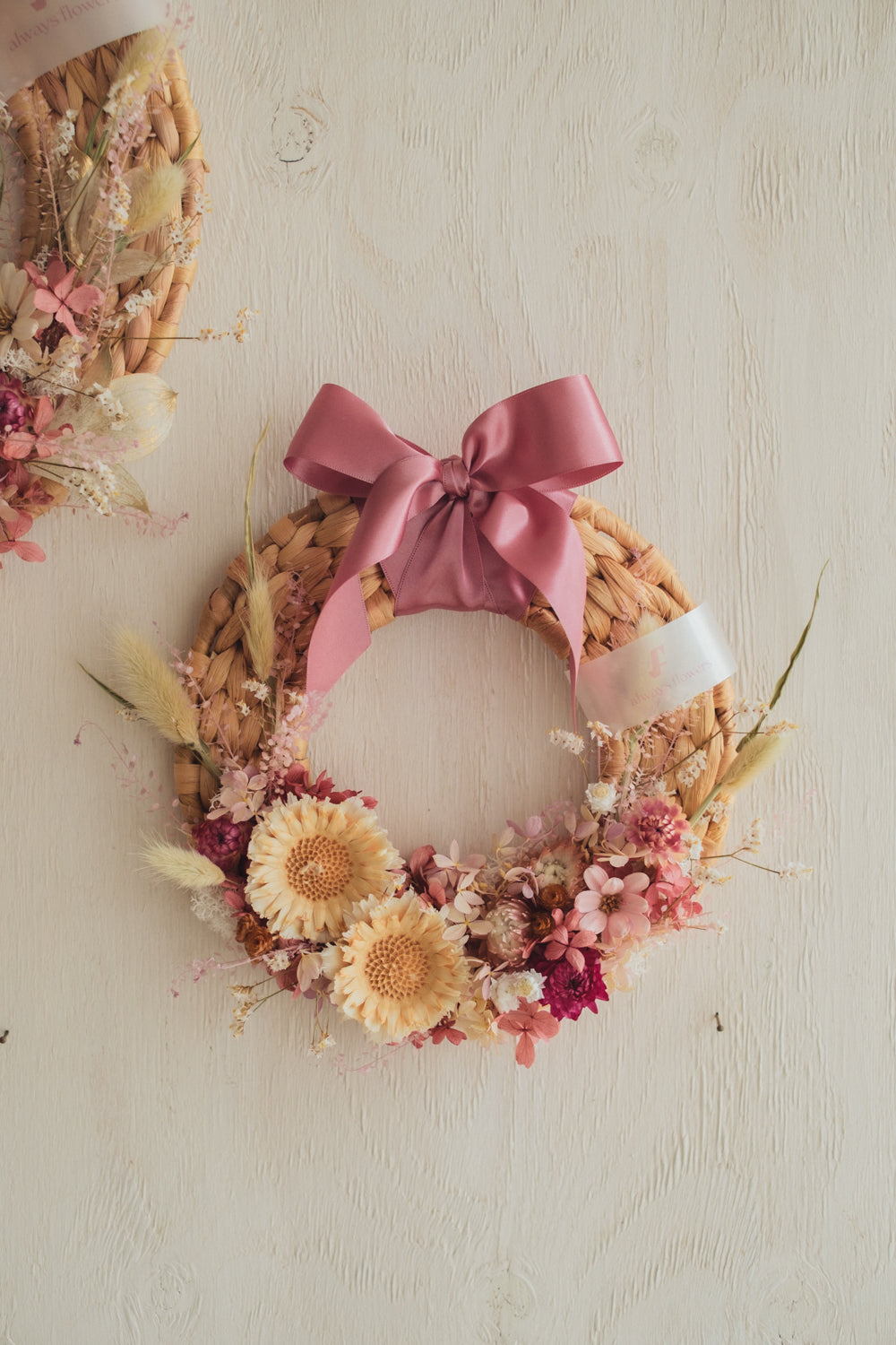 ◆新作◆Disc Wreath／ディスクリース　ラスティックピンク／ドライフラワー＆プリザーブドフラワー