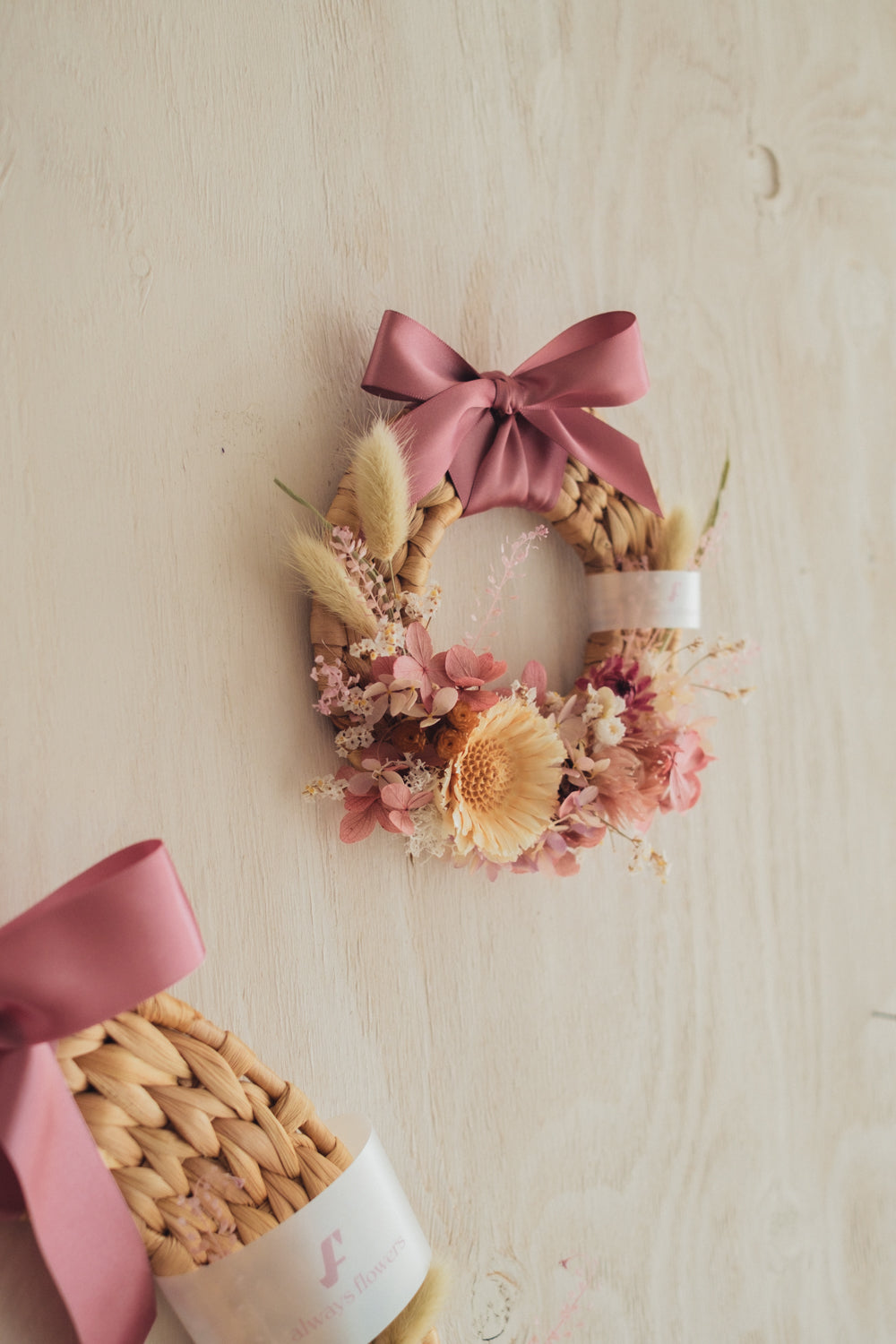 ◆新作◆Disc Wreath／ディスクリース　ラスティックピンク／ドライフラワー＆プリザーブドフラワー