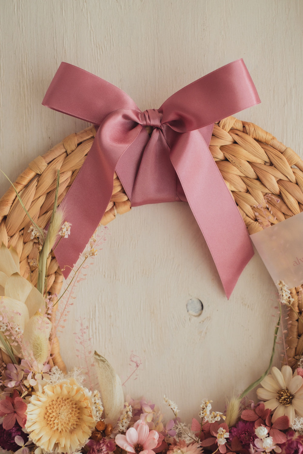 ◆新作◆Disc Wreath／ディスクリース　ラスティックピンク／ドライフラワー＆プリザーブドフラワー