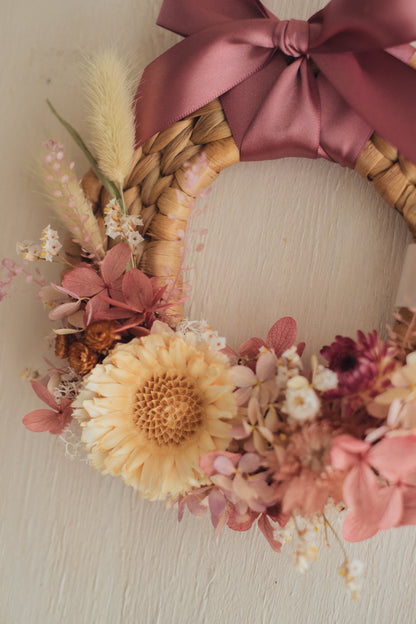 ◆新作◆Disc Wreath／ディスクリース　ラスティックピンク／ドライフラワー＆プリザーブドフラワー