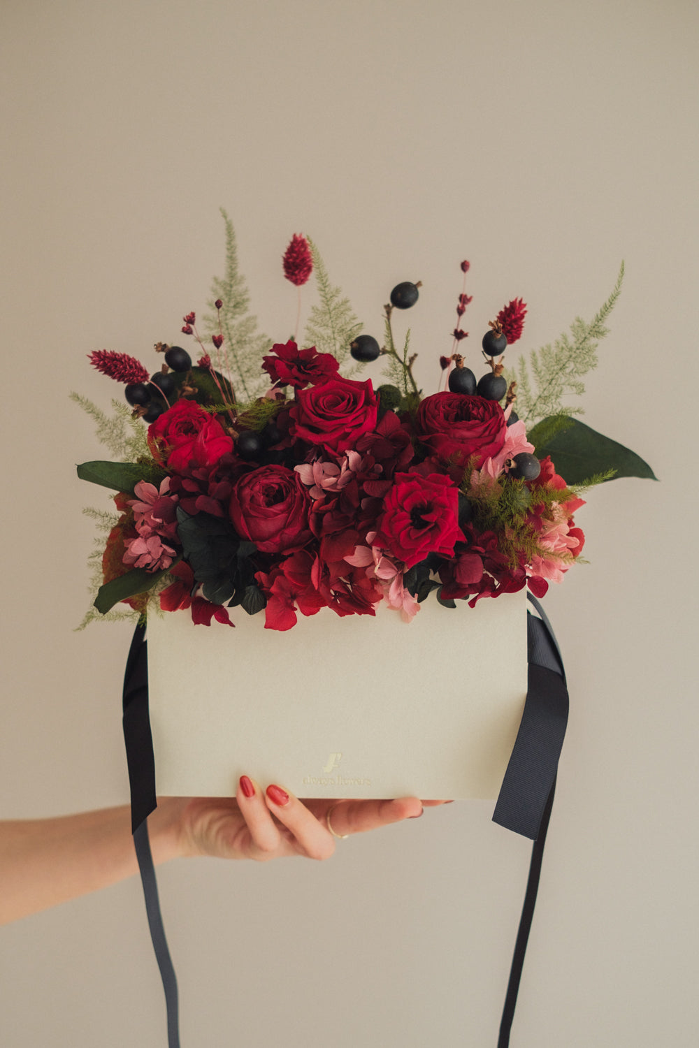◆NEW◆Flower BAG No.1／フラワーバッグアレンジ　ローズロマンス／プリザーブド＆ドライフラワー