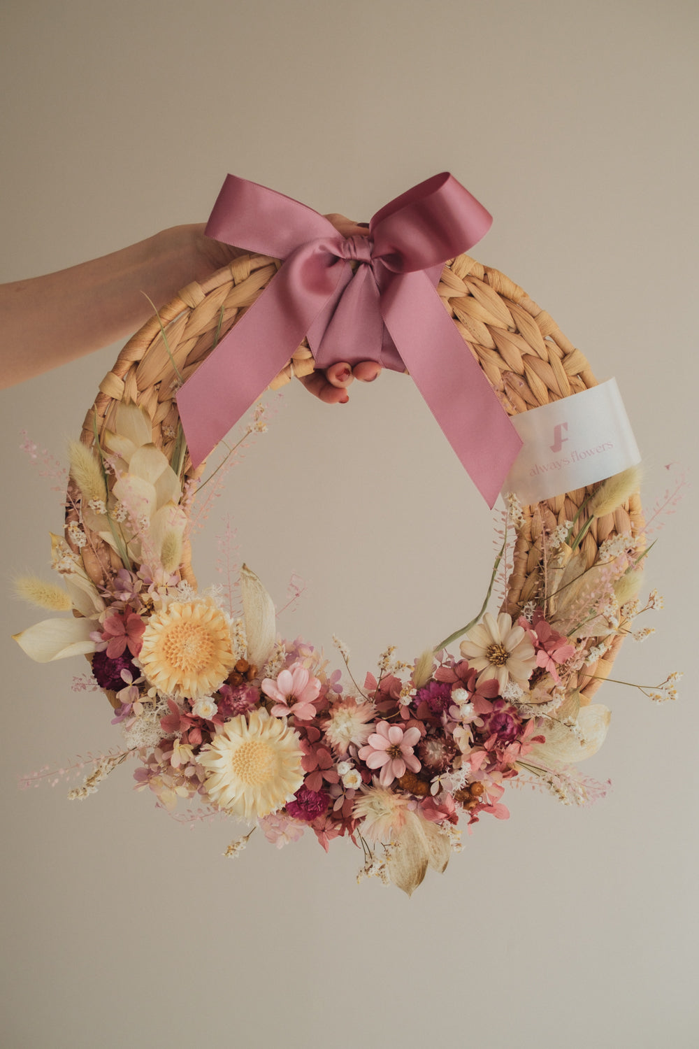 ◆新作◆Disc Wreath／ディスクリース　ラスティックピンク／ドライフラワー＆プリザーブドフラワー