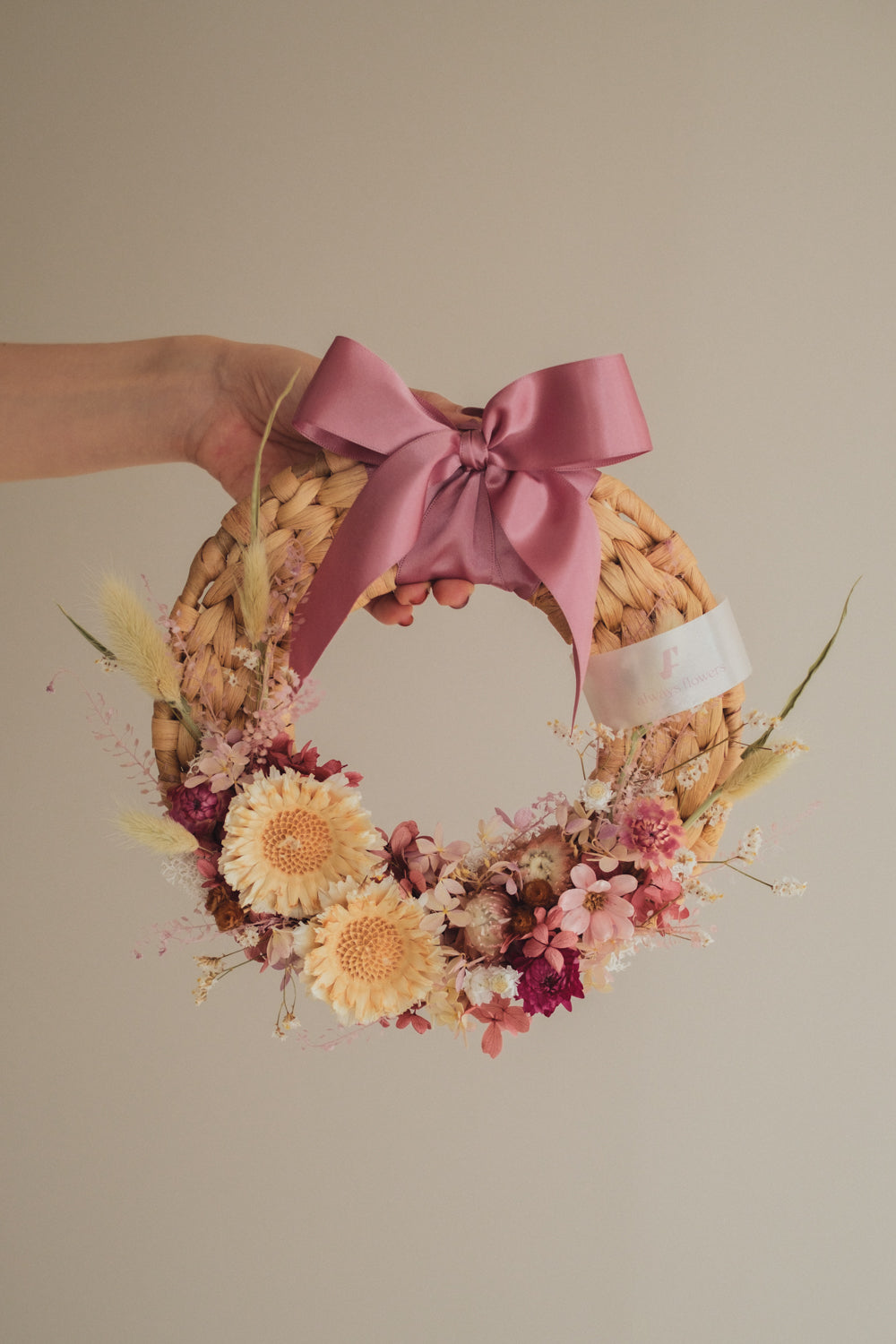 ◆新作◆Disc Wreath／ディスクリース　ラスティックピンク／ドライフラワー＆プリザーブドフラワー