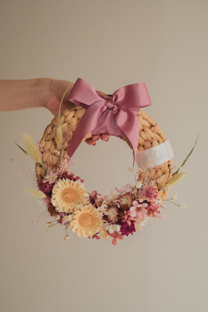 ◆新作◆Disc Wreath／ディスクリース　ラスティックピンク／ドライフラワー＆プリザーブドフラワー