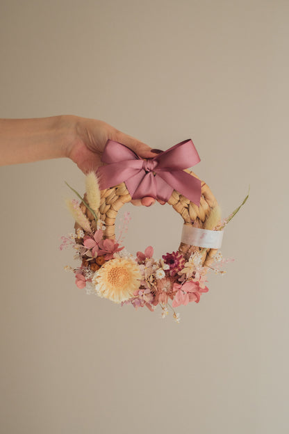 ◆新作◆Disc Wreath／ディスクリース　ラスティックピンク／ドライフラワー＆プリザーブドフラワー