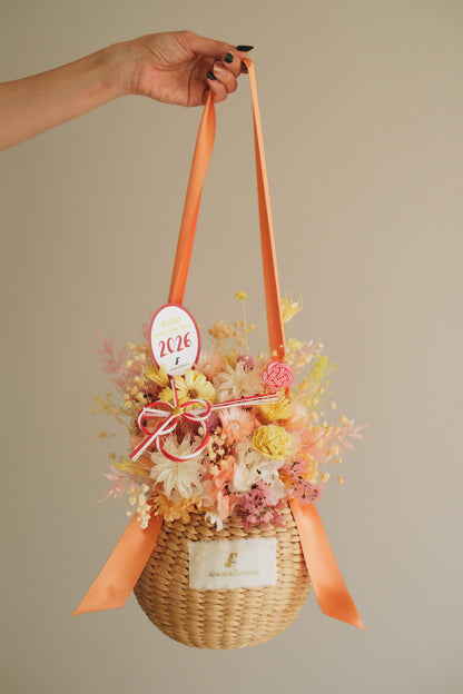 ◆ニューイヤーデザイン◆Flower BAG No.2／フラワーバッグアレンジ　ジョイフルドロップ／ドライ&amp;プリザーブドフラワー
