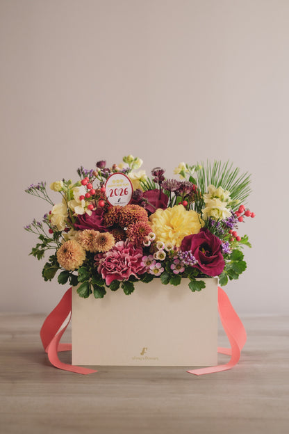 ◆12/27-1/21お届け限定◆Flower BAG No.1／フラワーバッグアレンジ　AKANE／生花