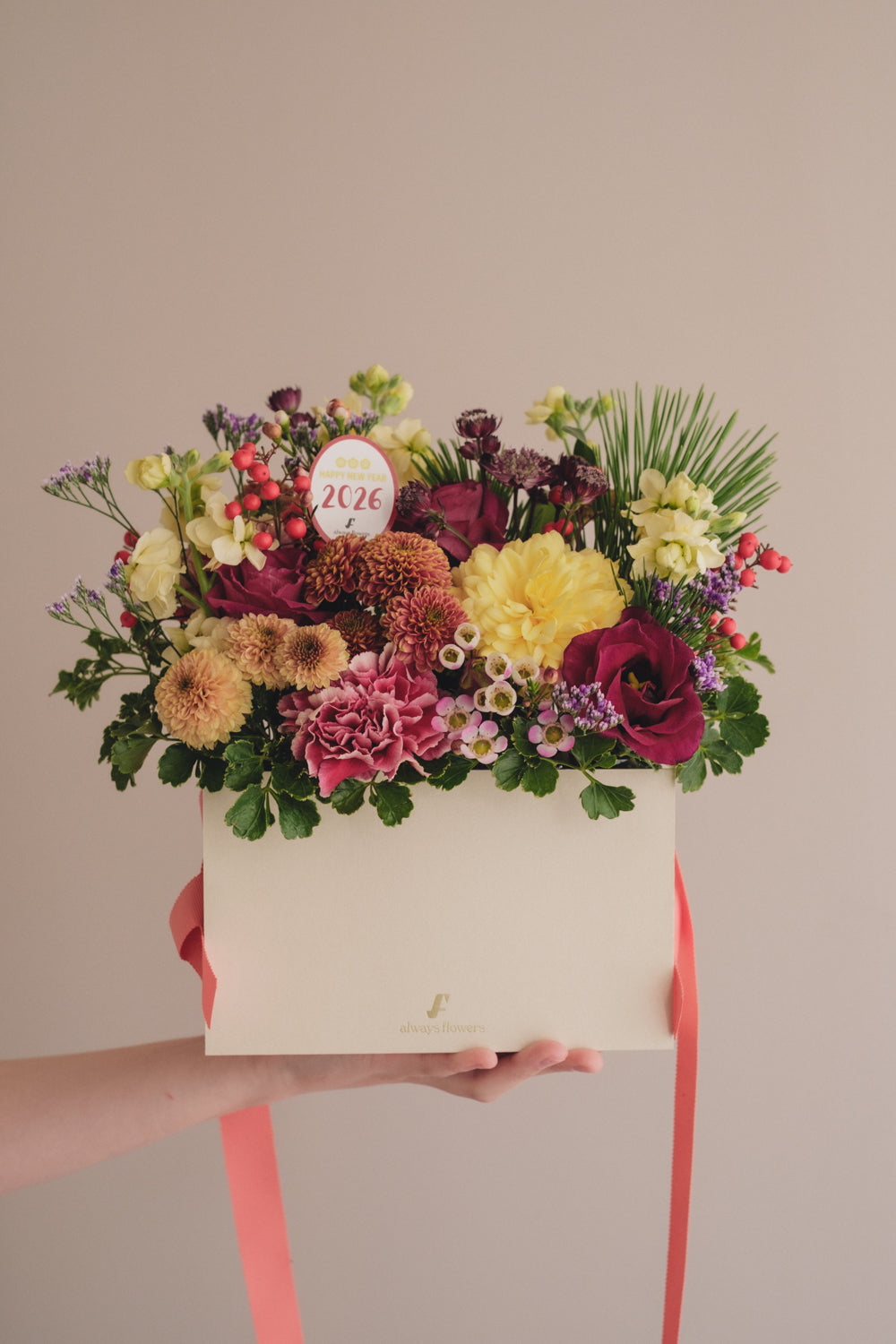 ◆12/27-1/21お届け限定◆Flower BAG No.1／フラワーバッグアレンジ　AKANE／生花