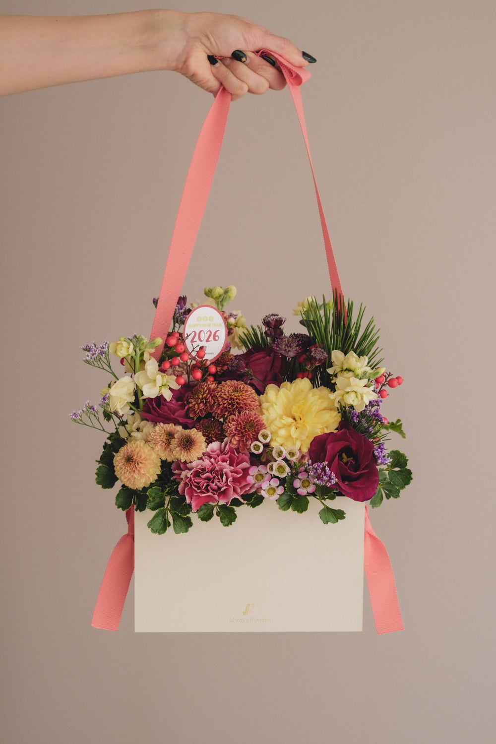 ◆12/27-1/21お届け限定◆Flower BAG No.1／フラワーバッグアレンジ　AKANE／生花