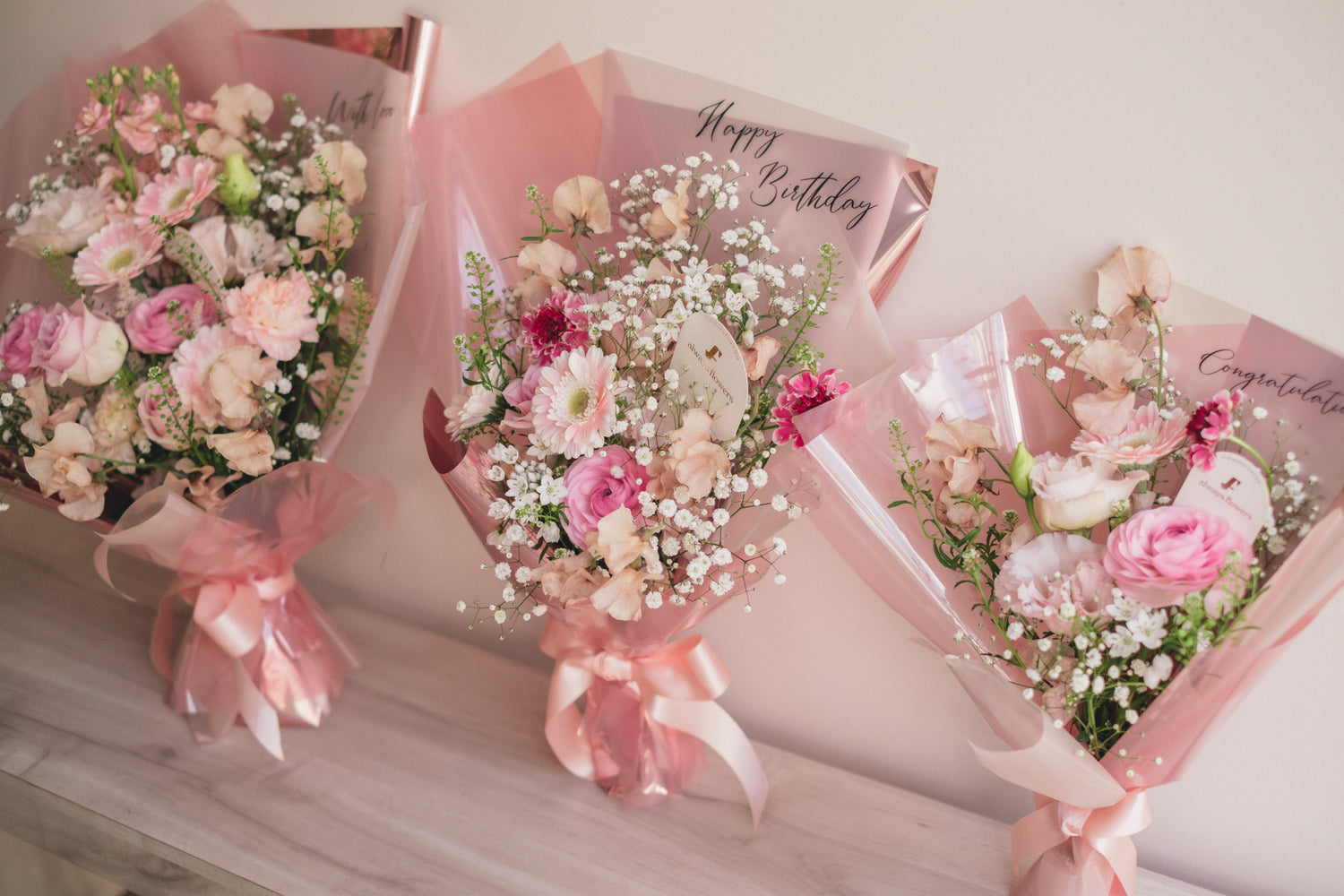 ◆1/6-3/22お届け限定◆Message Bouquet／メッセージブーケ　ピンクシロップ／生花・花束