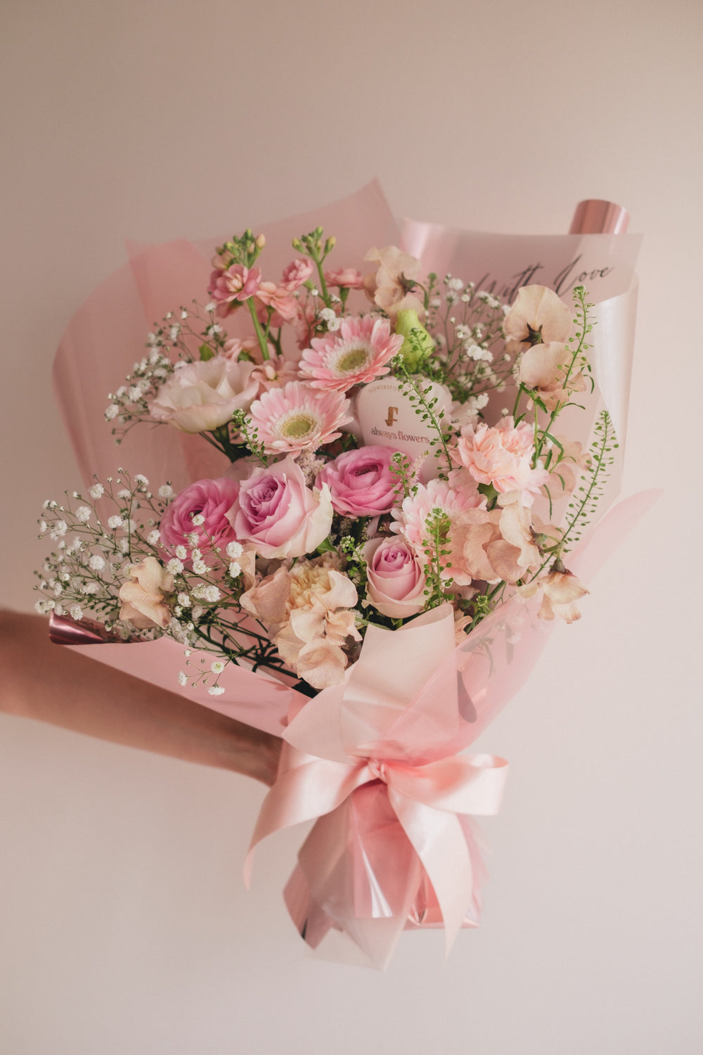 ◆1/6-3/22お届け限定◆Message Bouquet／メッセージブーケ　ピンクシロップ／生花・花束