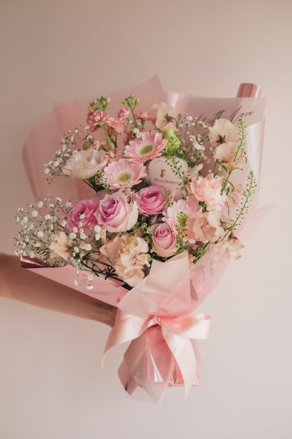 ◆1/6-3/22お届け限定◆Message Bouquet／メッセージブーケ　ピンクシロップ／生花・花束