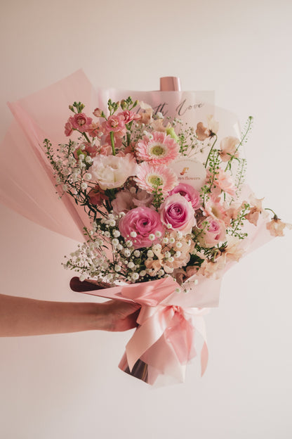 ◆1/6-3/22お届け限定◆Message Bouquet／メッセージブーケ　ピンクシロップ／生花・花束