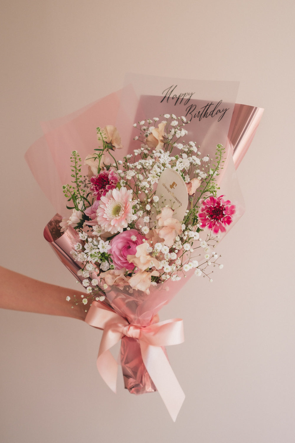 ◆1/6-3/22お届け限定◆Message Bouquet／メッセージブーケ　ピンクシロップ／生花・花束