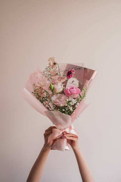 ◆1/6-3/22お届け限定◆Message Bouquet／メッセージブーケ　ピンクシロップ／生花・花束