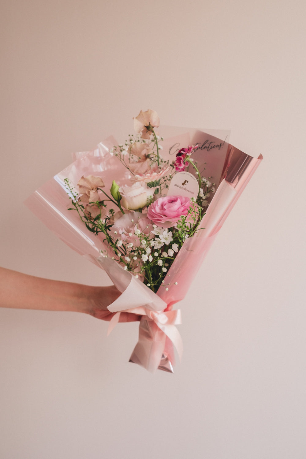 ◆1/6-3/22お届け限定◆Message Bouquet／メッセージブーケ　ピンクシロップ／生花・花束