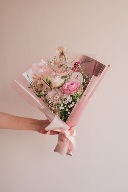 ◆1/6-3/22お届け限定◆Message Bouquet／メッセージブーケ　ピンクシロップ／生花・花束