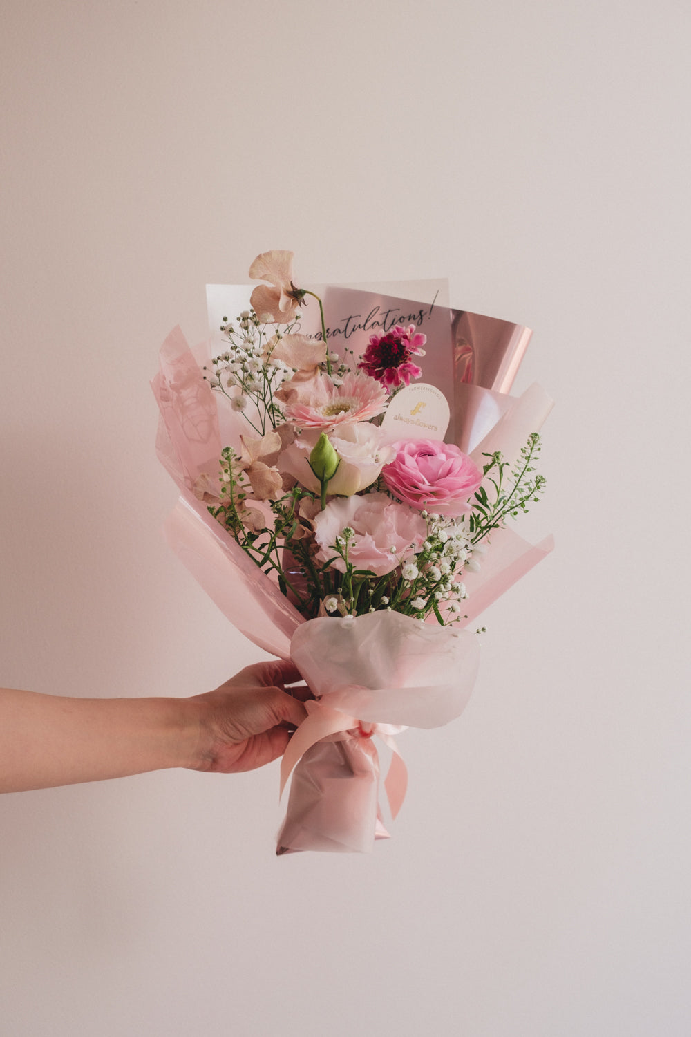 ◆1/6-3/22お届け限定◆Message Bouquet／メッセージブーケ　ピンクシロップ／生花・花束