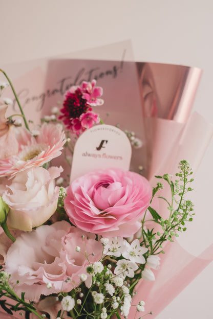 ◆1/6-3/22お届け限定◆Message Bouquet／メッセージブーケ　ピンクシロップ／生花・花束