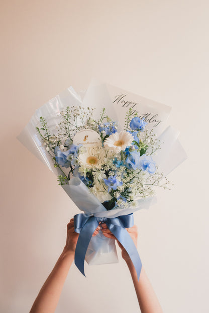 ◆1/6-3/22お届け限定◆Message Bouquet／メッセージブーケ　ブルージュレ／生花・花束