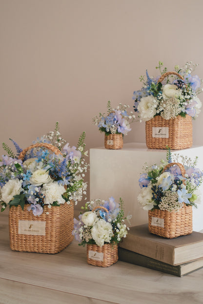 ◆1/13-3/22お届け限定◆Flower BAG No.3／フラワーバッグアレンジ　エアリーブルー／生花