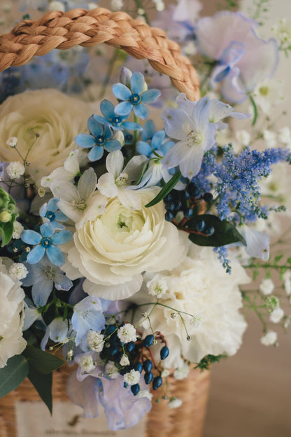 ◆1/13-3/22お届け限定◆Flower BAG No.3／フラワーバッグアレンジ　エアリーブルー／生花