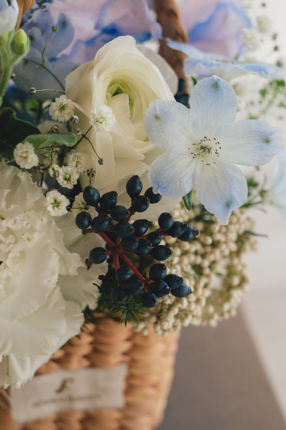 ◆1/13-3/22お届け限定◆Flower BAG No.3／フラワーバッグアレンジ　エアリーブルー／生花