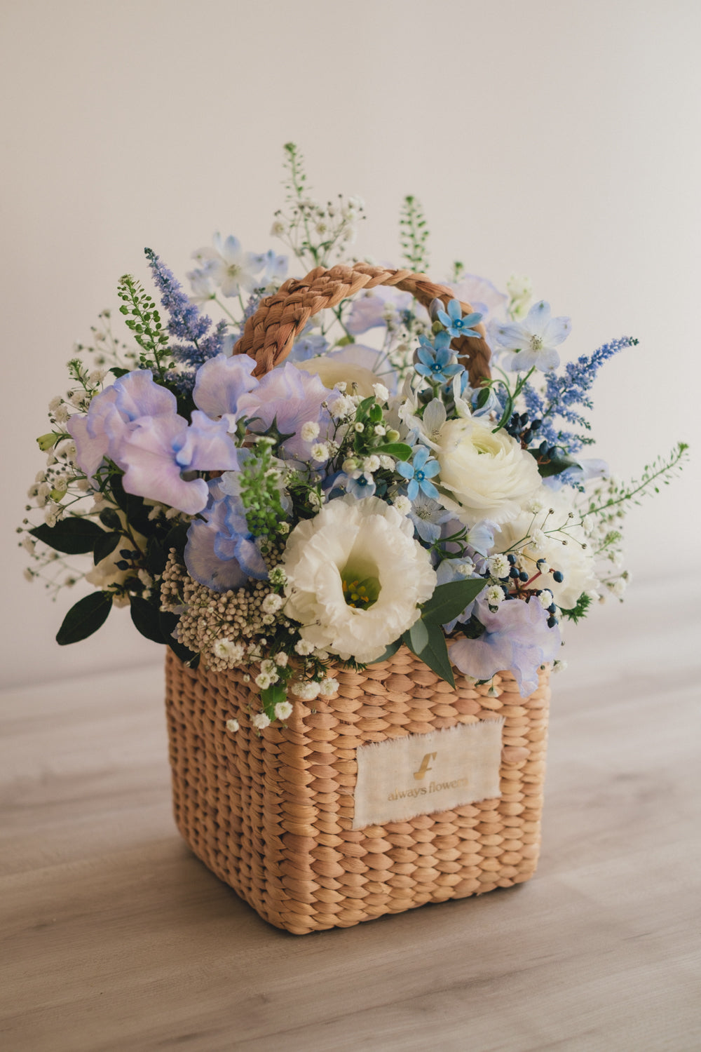 ◆1/13-3/22お届け限定◆Flower BAG No.3／フラワーバッグアレンジ　エアリーブルー／生花