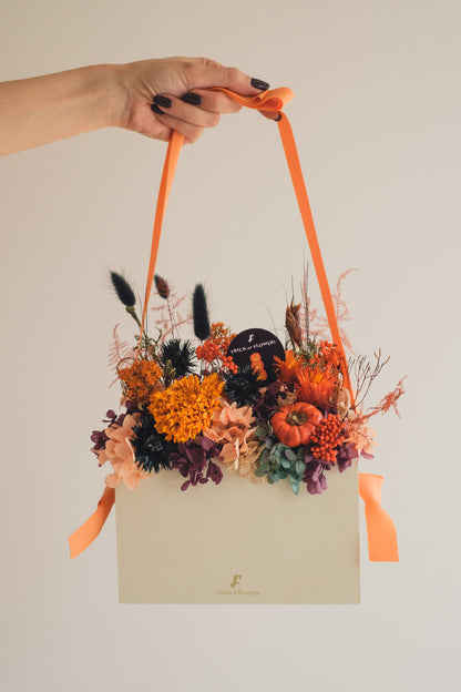 ◆ハロウィン限定◆Flower BAG No.1／フラワーバッグアレンジ　トリックオアフラワー／ドライ＆プリザーブドフラワー