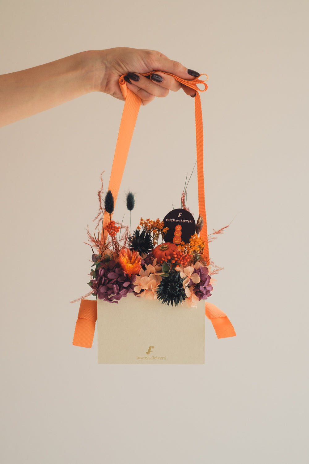 ◆ハロウィン限定◆Flower BAG No.1／フラワーバッグアレンジ　トリックオアフラワー／ドライ＆プリザーブドフラワー