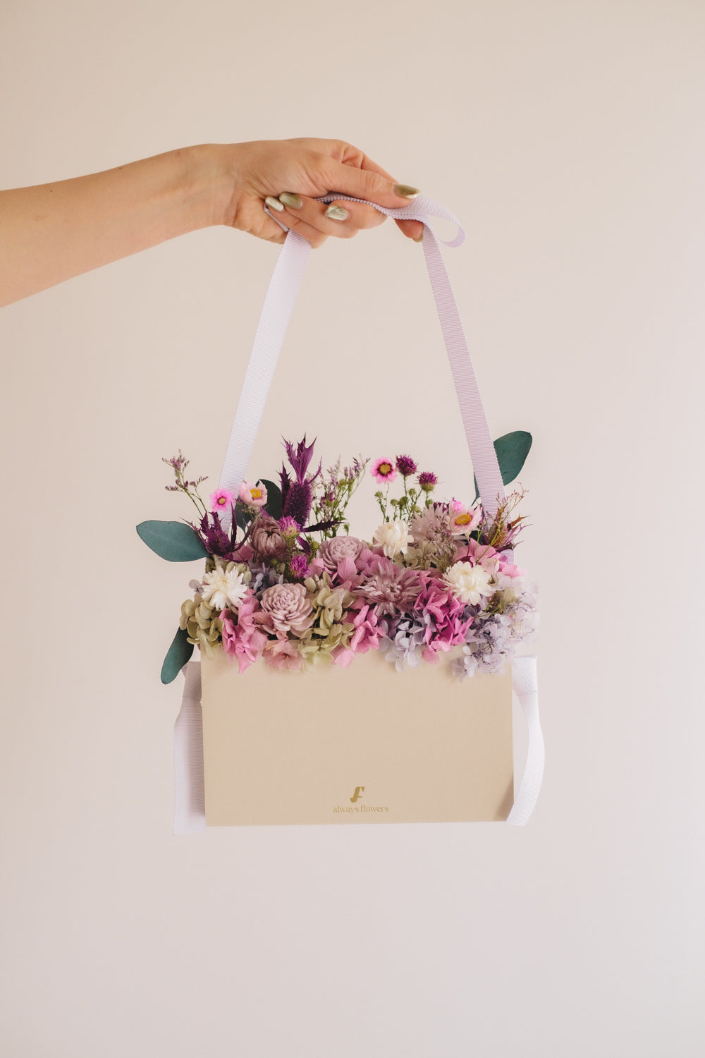 New◆季節限定◆Flower BAG No.1／フラワーバッグアレンジ　プリュヌフルール／ドライ&amp;プリザーブドフラワー