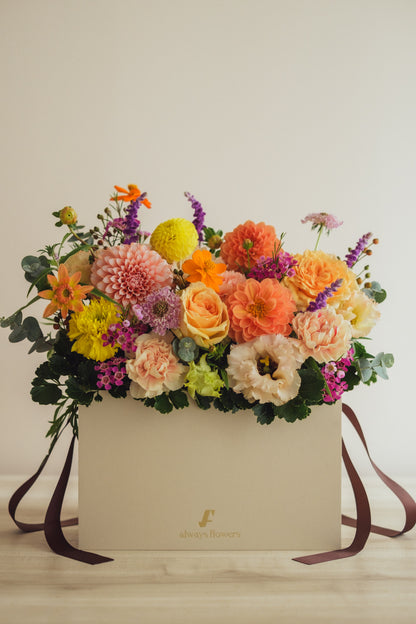 ◆10/8-11/15お届け限定◆Flower BAG No.1／フラワーバッグアレンジ　レヨン・ダンブル／生花