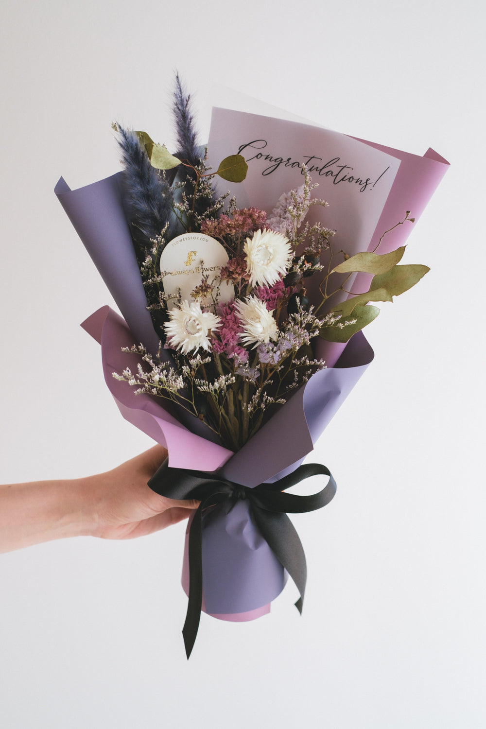 Message Bouquet & Flower Vase/メッセージブーケ&花器セット アンティークパープル/ドライ・プリザーブドフラワー