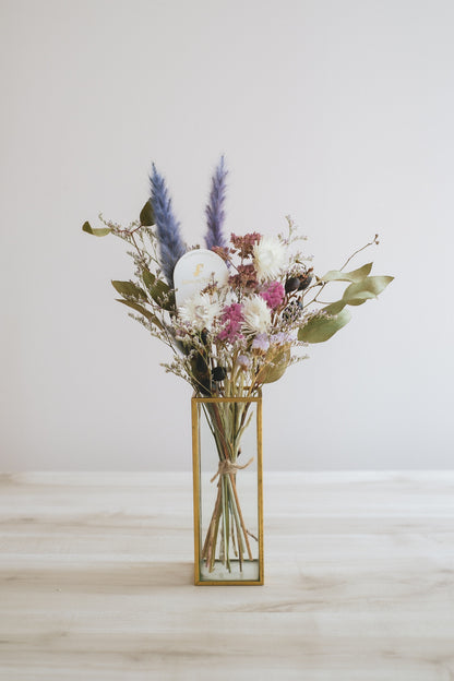 Message Bouquet &amp; Flower Vase／メッセージブーケ&amp;花器セット アンティークパープル／ドライ・プリザーブドフラワー