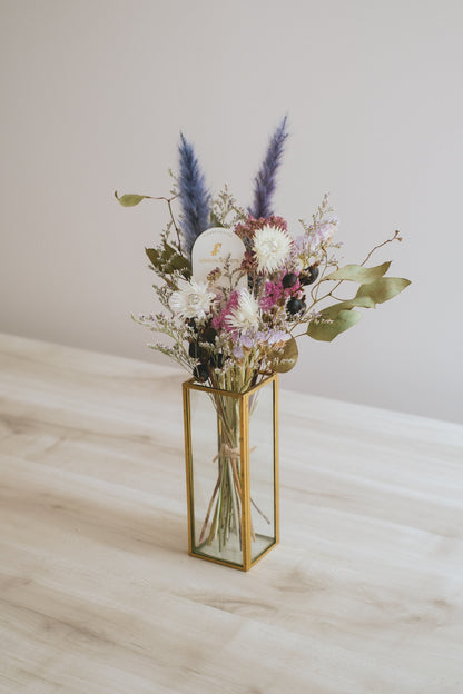 Message Bouquet &amp; Flower Vase／メッセージブーケ&amp;花器セット アンティークパープル／ドライ・プリザーブドフラワー