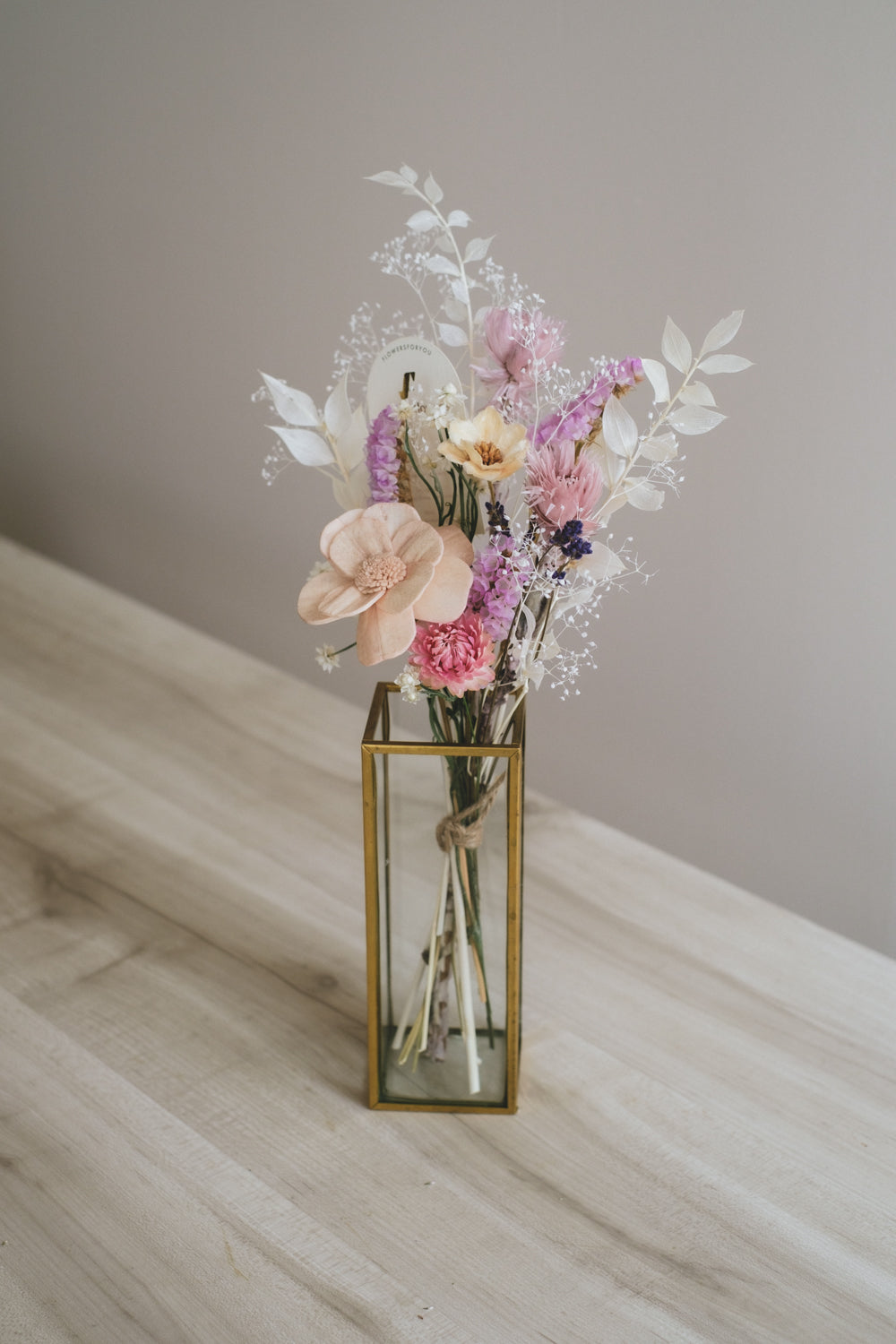 Message Bouquet &amp; Flower Vase／メッセージブーケ＆花器セット クラシックピンク／ドライ・プリザーブドフラワー