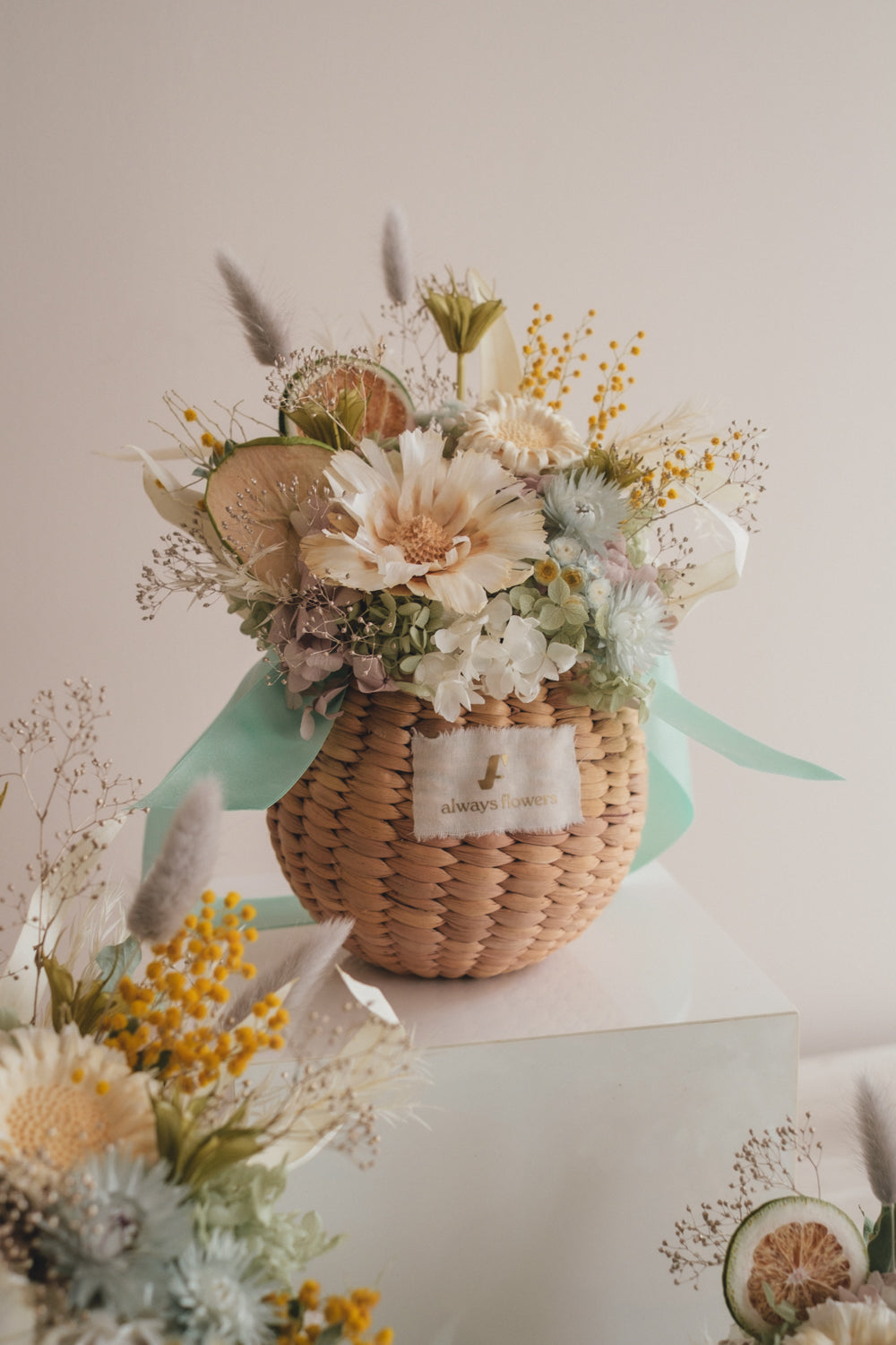 ◆NEW季節限定◆Flower BAG No.2／フラワーバッグアレンジ　ヴェールシトロン／ドライ&amp;プリザーブドフラワー