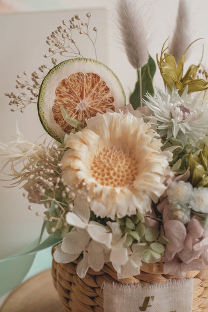 ◆NEW季節限定◆Flower BAG No.2／フラワーバッグアレンジ　ヴェールシトロン／ドライ&amp;プリザーブドフラワー