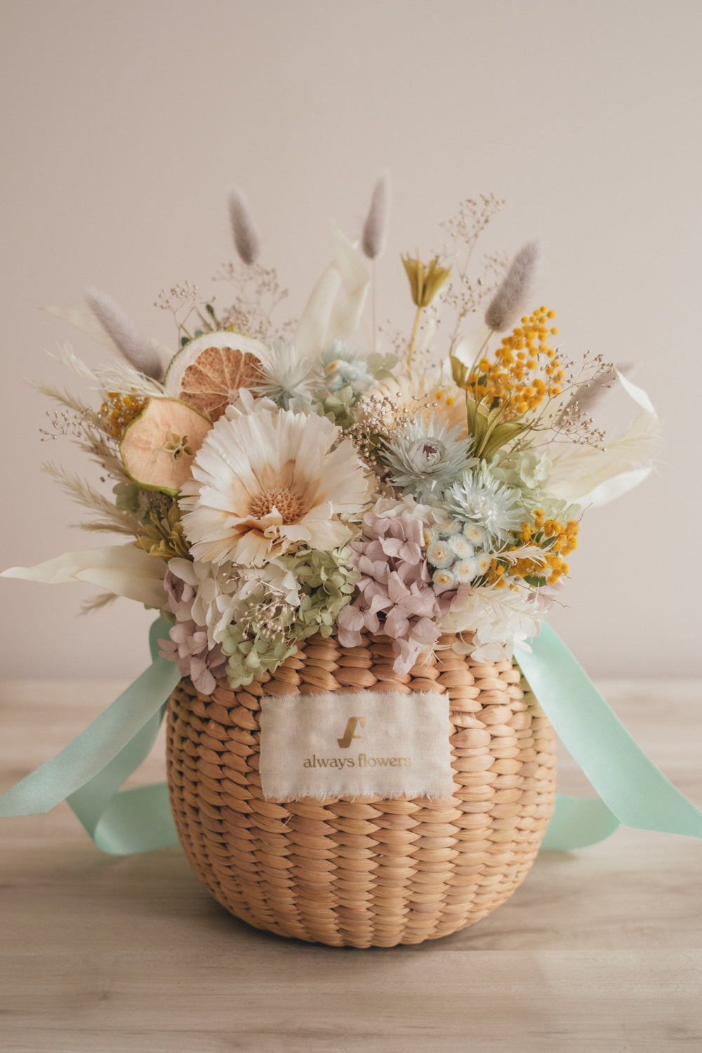 ◆NEW季節限定◆Flower BAG No.2／フラワーバッグアレンジ　ヴェールシトロン／ドライ&amp;プリザーブドフラワー