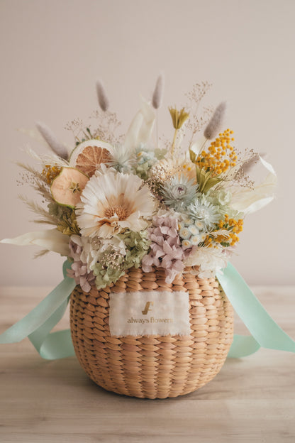 ◆NEW季節限定◆Flower BAG No.2／フラワーバッグアレンジ　ヴェールシトロン／ドライ&amp;プリザーブドフラワー