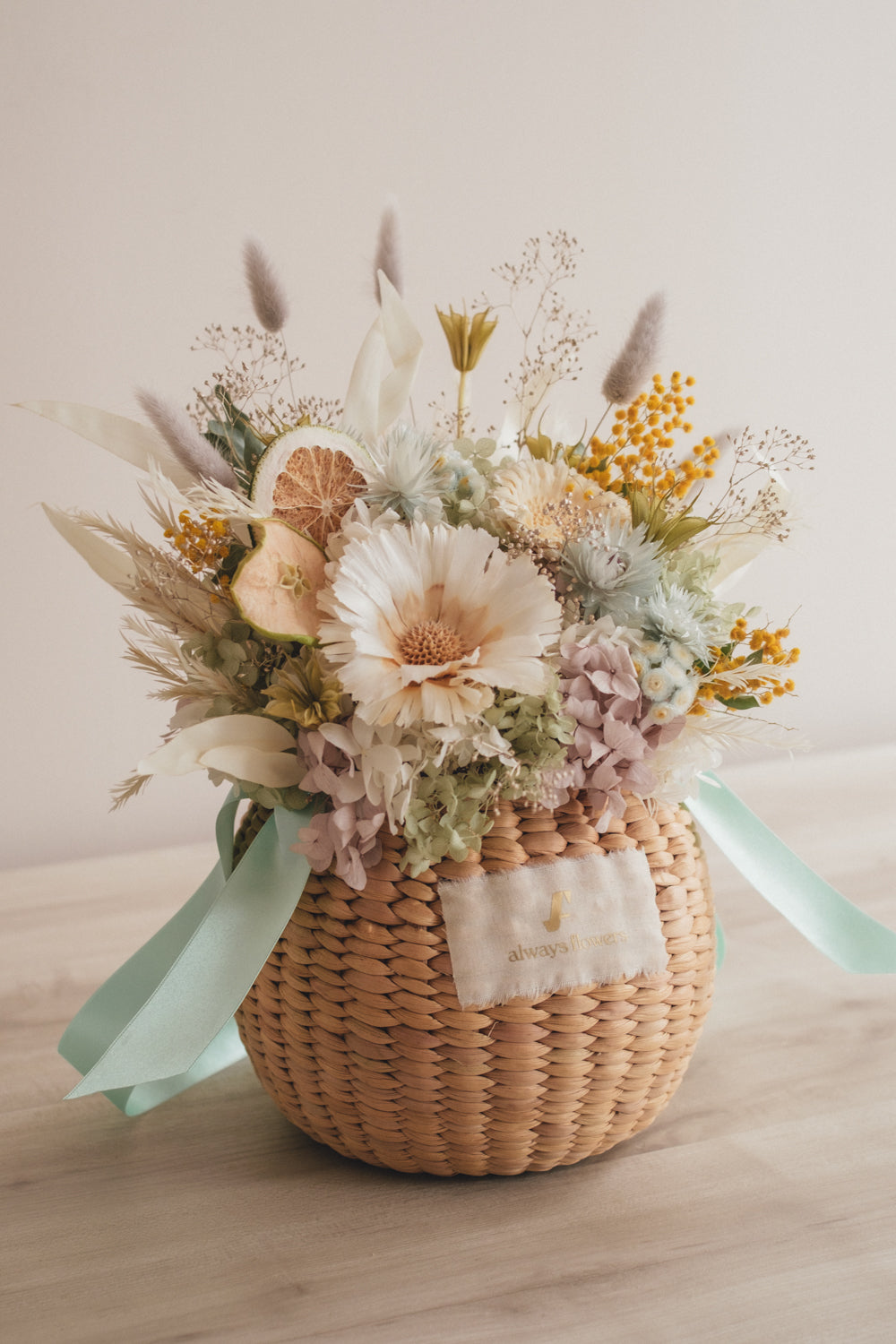 ◆NEW季節限定◆Flower BAG No.2／フラワーバッグアレンジ　ヴェールシトロン／ドライ&amp;プリザーブドフラワー