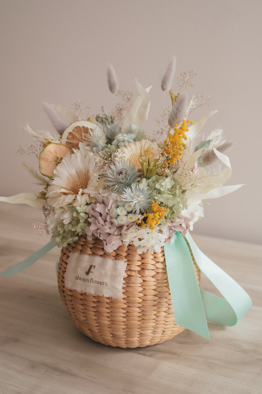 ◆NEW季節限定◆Flower BAG No.2／フラワーバッグアレンジ　ヴェールシトロン／ドライ&amp;プリザーブドフラワー