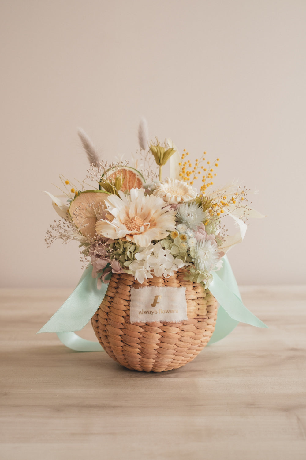 ◆NEW季節限定◆Flower BAG No.2／フラワーバッグアレンジ　ヴェールシトロン／ドライ&amp;プリザーブドフラワー