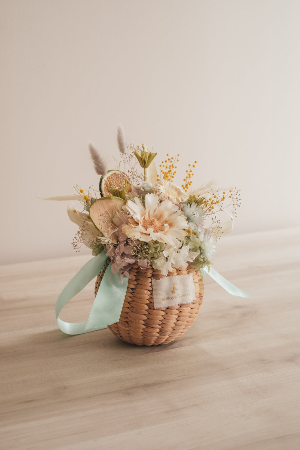 ◆NEW季節限定◆Flower BAG No.2／フラワーバッグアレンジ　ヴェールシトロン／ドライ&amp;プリザーブドフラワー