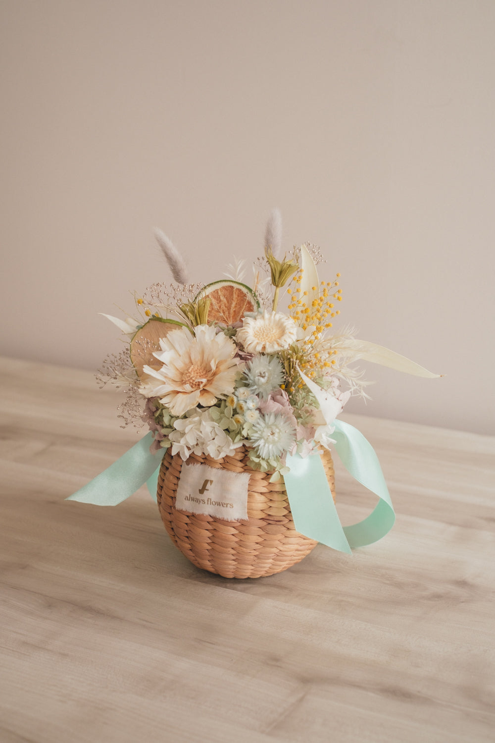 ◆NEW季節限定◆Flower BAG No.2／フラワーバッグアレンジ　ヴェールシトロン／ドライ&amp;プリザーブドフラワー